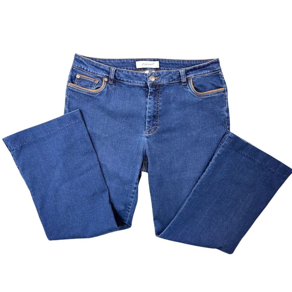 Foxcroft NYC Women's Jeans 16 Blue Straight Leg Stretch Denim Contrast Piping - Picture 4 of 12